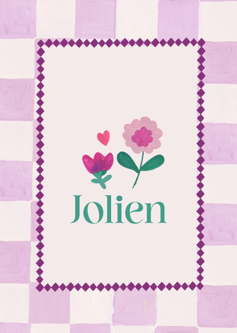 Poster ruitjes randjes gouache bloem Jolien