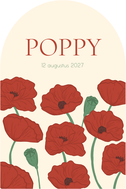 Geboortekaartje Klaproos halve boog Poppy