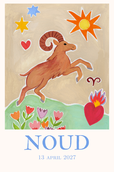 Geboortekaartje Ram Gouache Noud