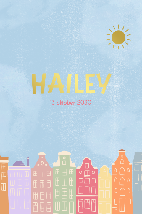 Geboortekaartje Grachtenpandjes Hailey