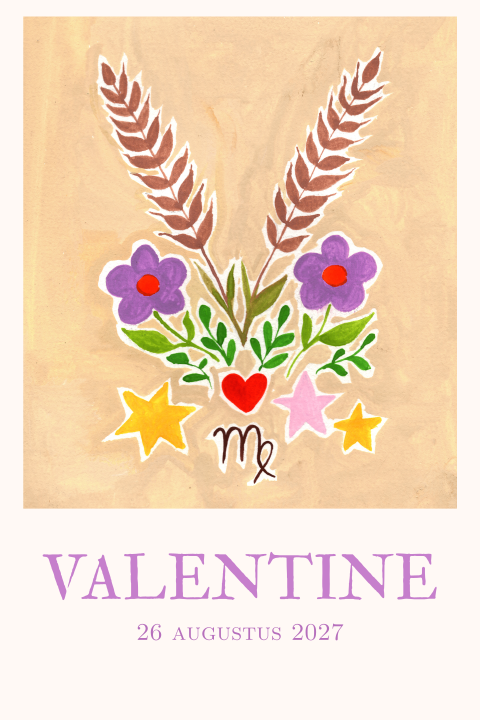 Geboortekaartje Maagd Gouache Valentine