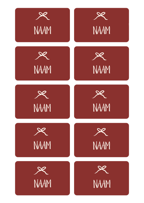 Naamkaartjes rood strik Guusje & Rein