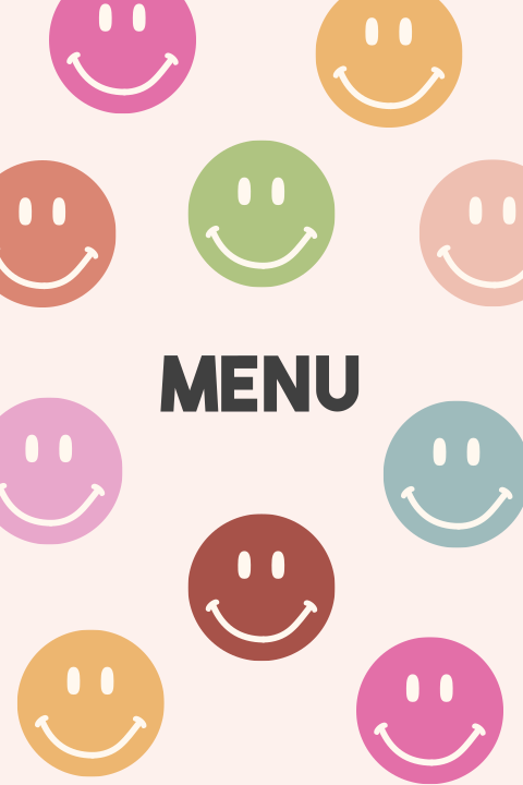 Babyshower smileys menukaart