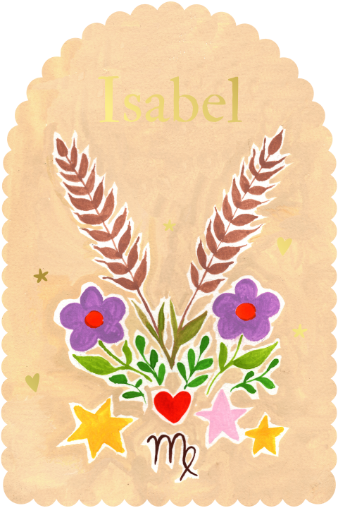 Geboortekaartje boogvorm golfjes sterrenbeeld Maagd Isabel