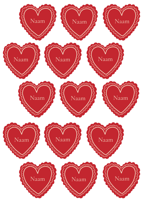 Naamkaartjes Aaron en Daisy hartjesvorm 