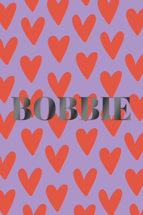 Geboortekaartje hartjes paars & rood enkel staand