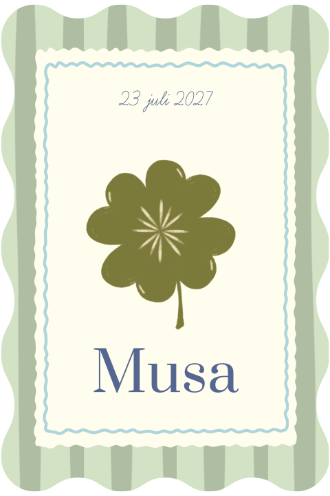 Geboortekaartje stans golvend groen klaver Musa