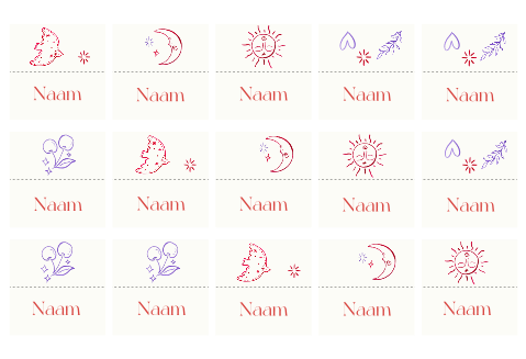 Naamkaartjes Rik Tara boho wedding