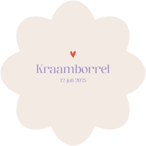 Kraamborrelkaartje bloemvorm beige