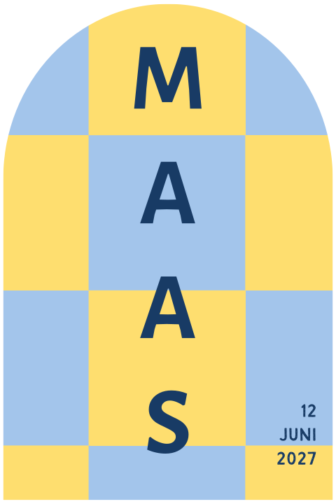 Geboortekaartje halve boog checkerboard Maas