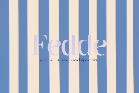 Geboortekaartje dubbel streepjes blauw beige