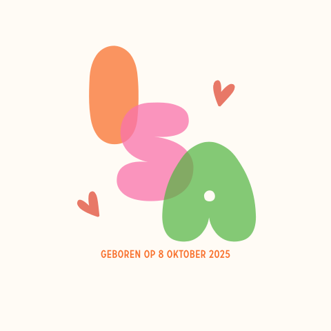 Geboortekaartje ballonletters transparant