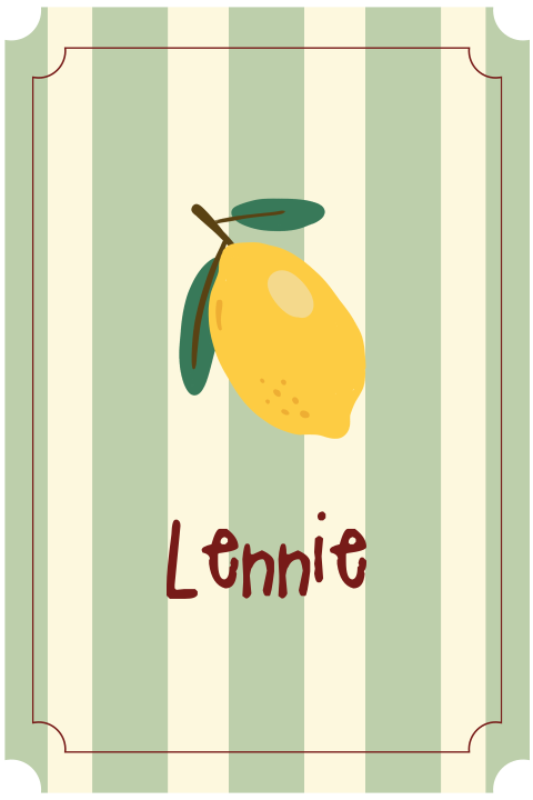 Geboortekaartje streepjes geel groen citroen Lennie