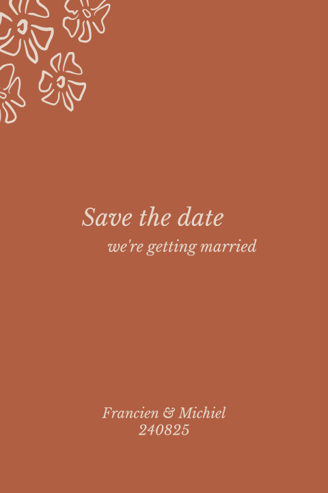 Save the date bloemen roest beige
