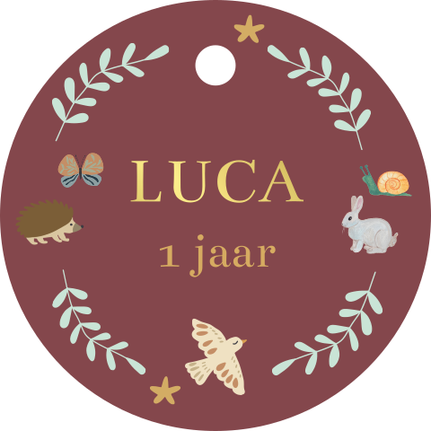 Label 40x40mm Bosdiertjes