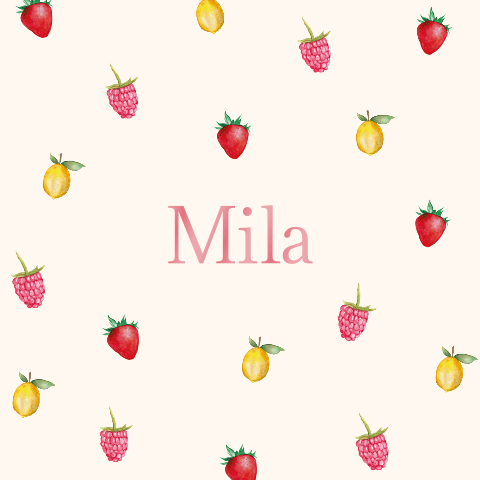 Geboortekaartje fruit rood, geel & roze dubbel vierkant