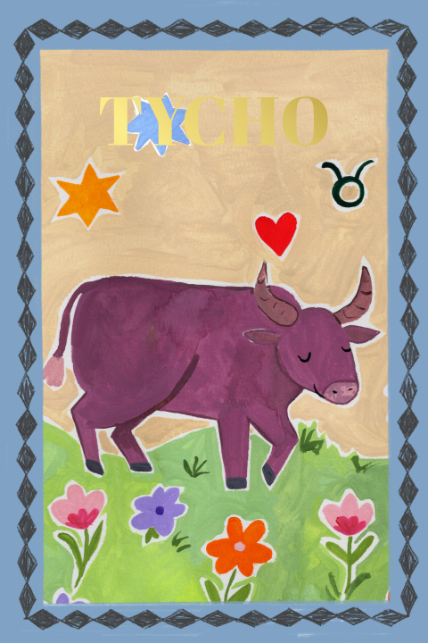 Geboortekaartje Sterrenbeeld Stier Kleurrijk blauw Tycho