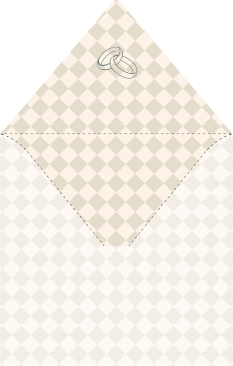 Envelop Inlay Trouwkaart vierkant ruitjes trouwringen Lynn&nick