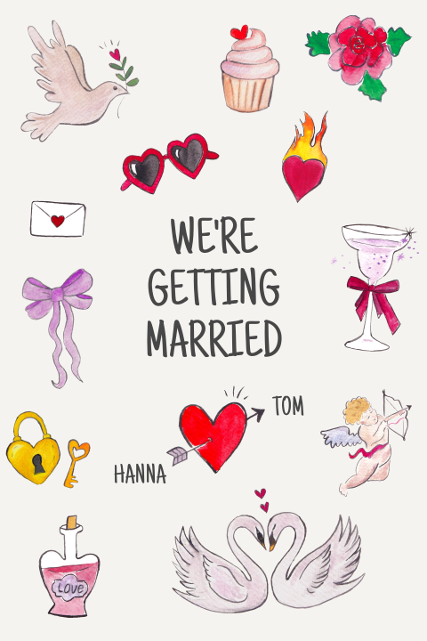 Trouwkaart Doodles Hanna Tom