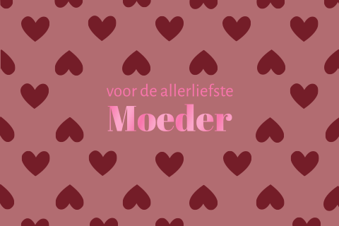 Wenskaart Hartjesprint burgundy Moederdag