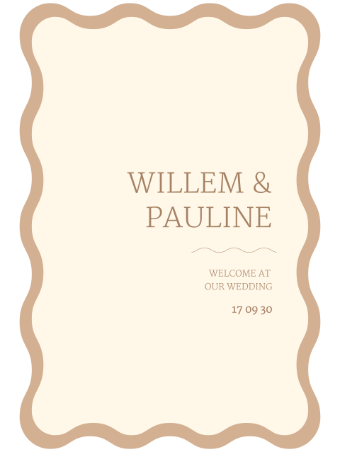Bruiloftsbord Minimalistisch golvend beige Willem & Pauline