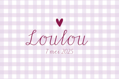 Geboortekaartje Vichy print lila