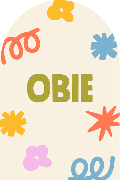 Geboortekaartje halve boog grafische vormen Obie