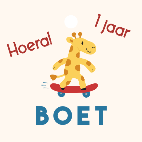 Label vierkant giraf skateboard Boet