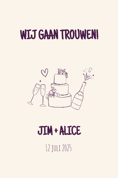Trouwuitnodiging Iconen Geschilderd Jim Alice