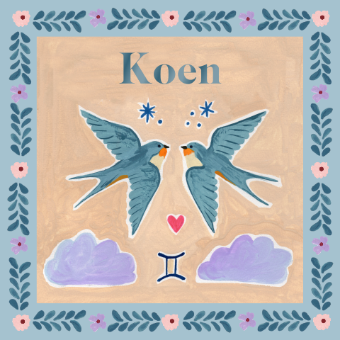 Geboortekaartje Sterrenbeeld Tweelingen Zwaluwen Groen Koen