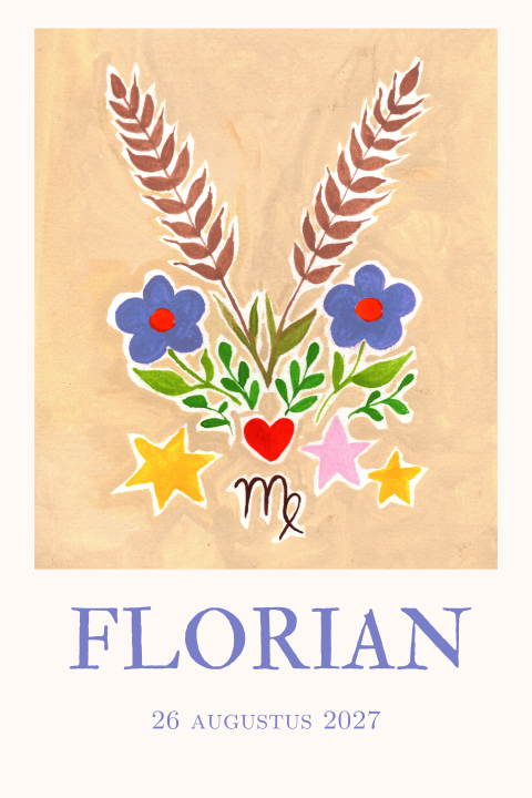 Geboortekaartje Maagd Gouache Florian