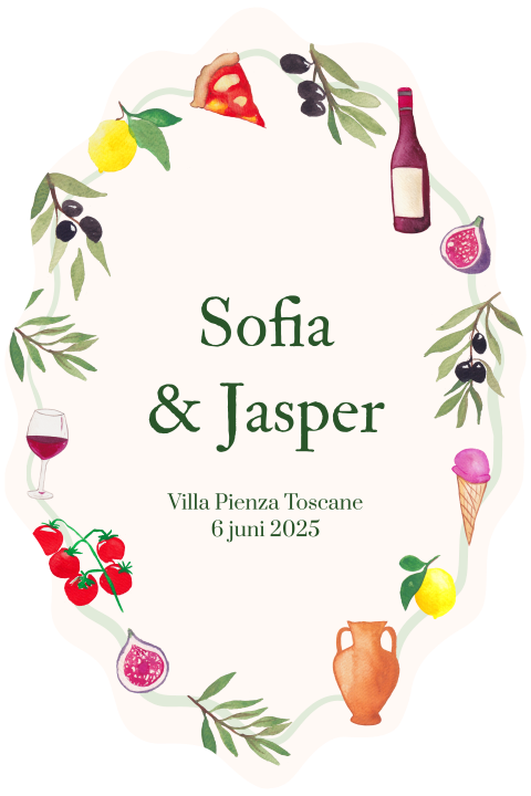 Trouw uitnodiging Italie elementen Sofia & Jasper