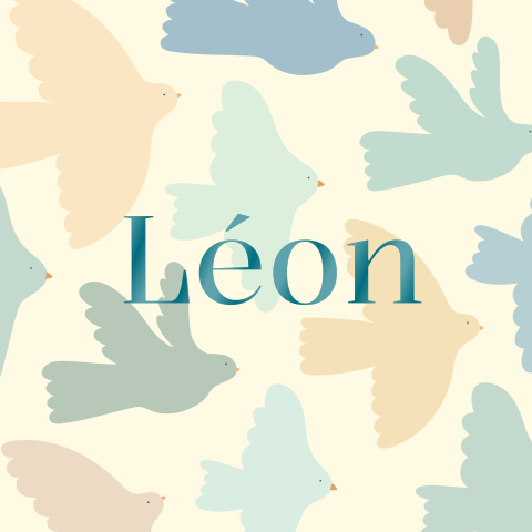 Geboortekaartje vierkant vogelprint groen blauw Leon