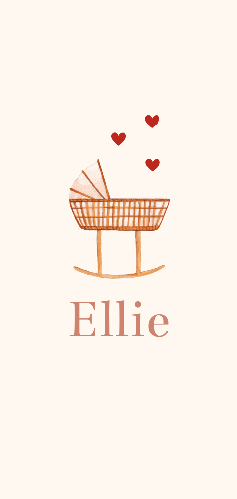 Geboortekaartje wieg beige