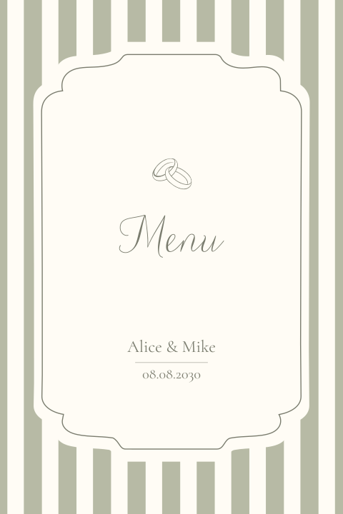 Menukaart Klassiek Strepen Creme Groen Alice Mike