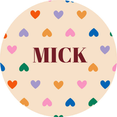 Muurcirkel hartjes print gekleurd Mick