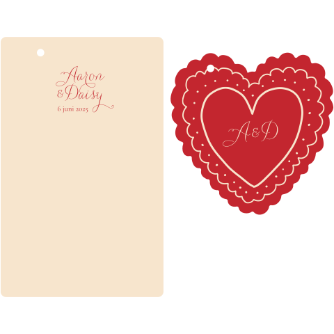 Stapelkaart beige met rood hartje