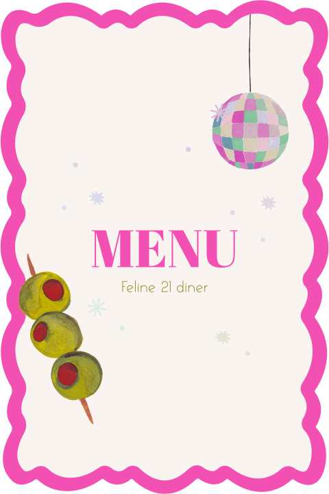 Diner menukaart discobal olijven golvende rand