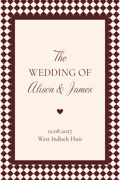 Trouw Uitnodiging ruitjespatroon Alison James