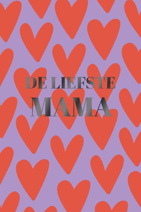 Wenskaart Hartjesprint paars rood Moederdag