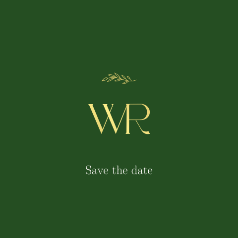 Save the date krans goudfolie Willem Rachel