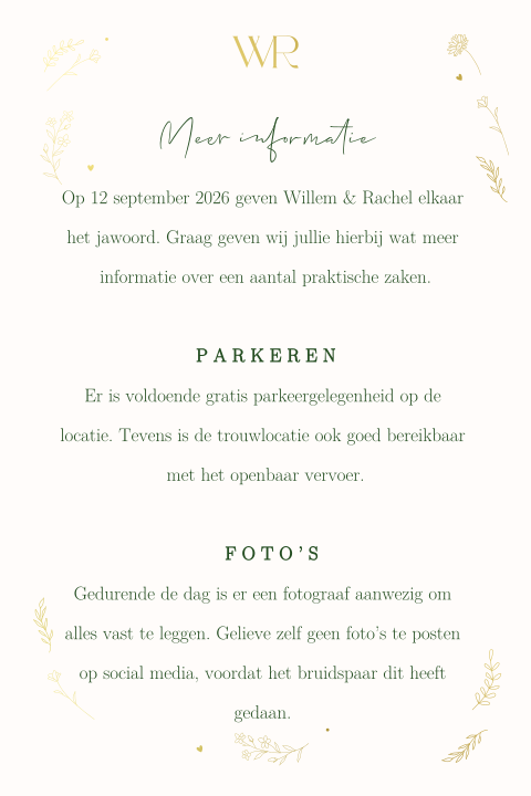 Extra kaart willem rachel
