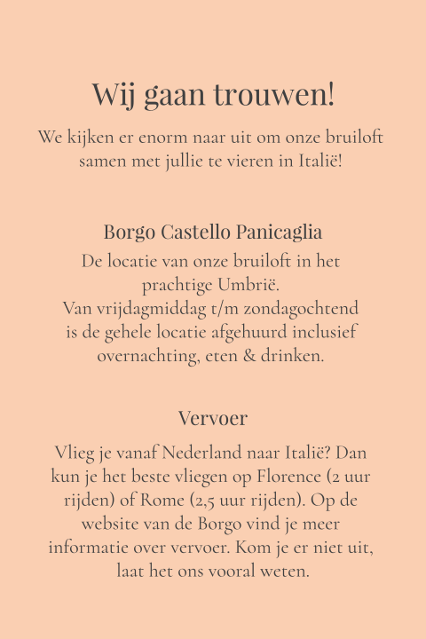 Trouw extra kaart perzik