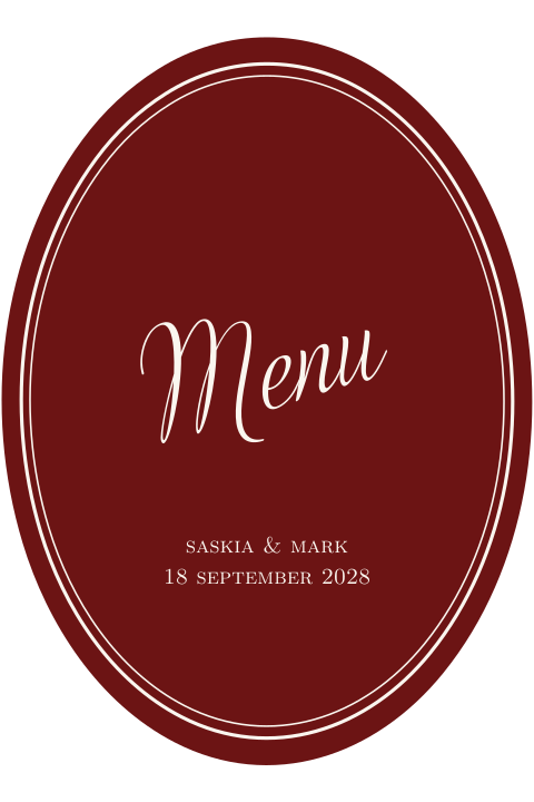 Menukaart Bruiloft Klassiek Bordeaux Rood Saskia Mark