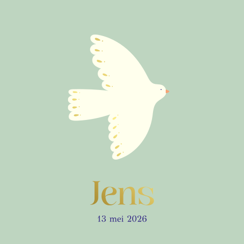 Geboortekaartje vogel goudfolie groen Jens