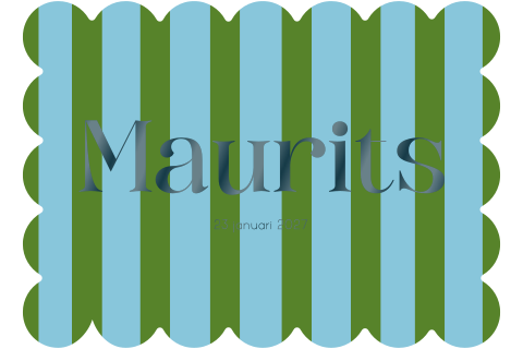 Geboortekaartje stans golvend Streepjes blauw groen Maurits