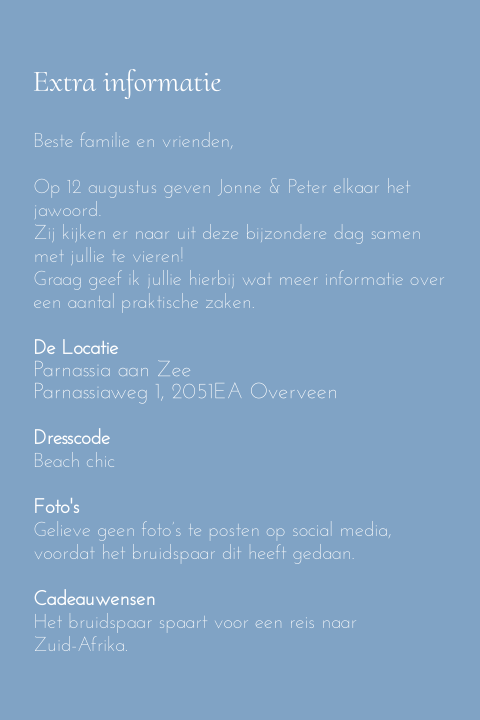 Trouw extra kaart blauw