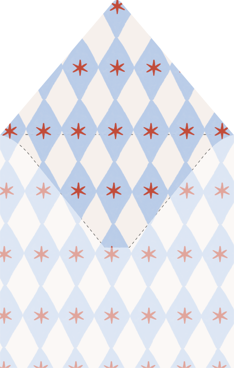 Envelop Inlay Trouwkaart Retro Ruitjes Sterren Milou Frank