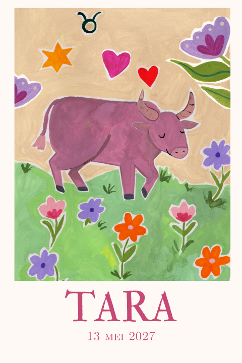Geboortekaartje Stier Gouache Tara