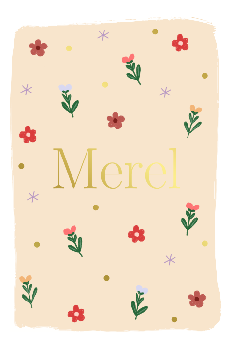 Geboortekaartje Bloemetjes goudfolie